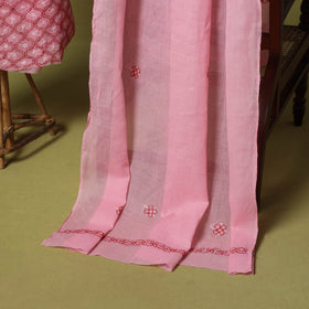 Pink - 3pc hand embroidery cotton lucknow chikankari dress