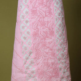 Pink - 3pc hand embroidery cotton lucknow chikankari dress