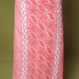 Pink - 3pc hand embroidery cotton lucknow chikankari dress