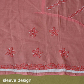 Pink - 3pc hand embroidery cotton lucknow chikankari dress