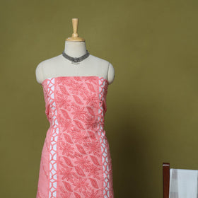 Pink - 3pc hand embroidery cotton lucknow chikankari dress