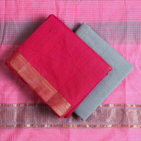 Pink - 3pc handloom cotton mangalagiri unstitched dress