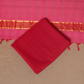 Pink - 3pc handloom cotton unstitched mangalagiri dress