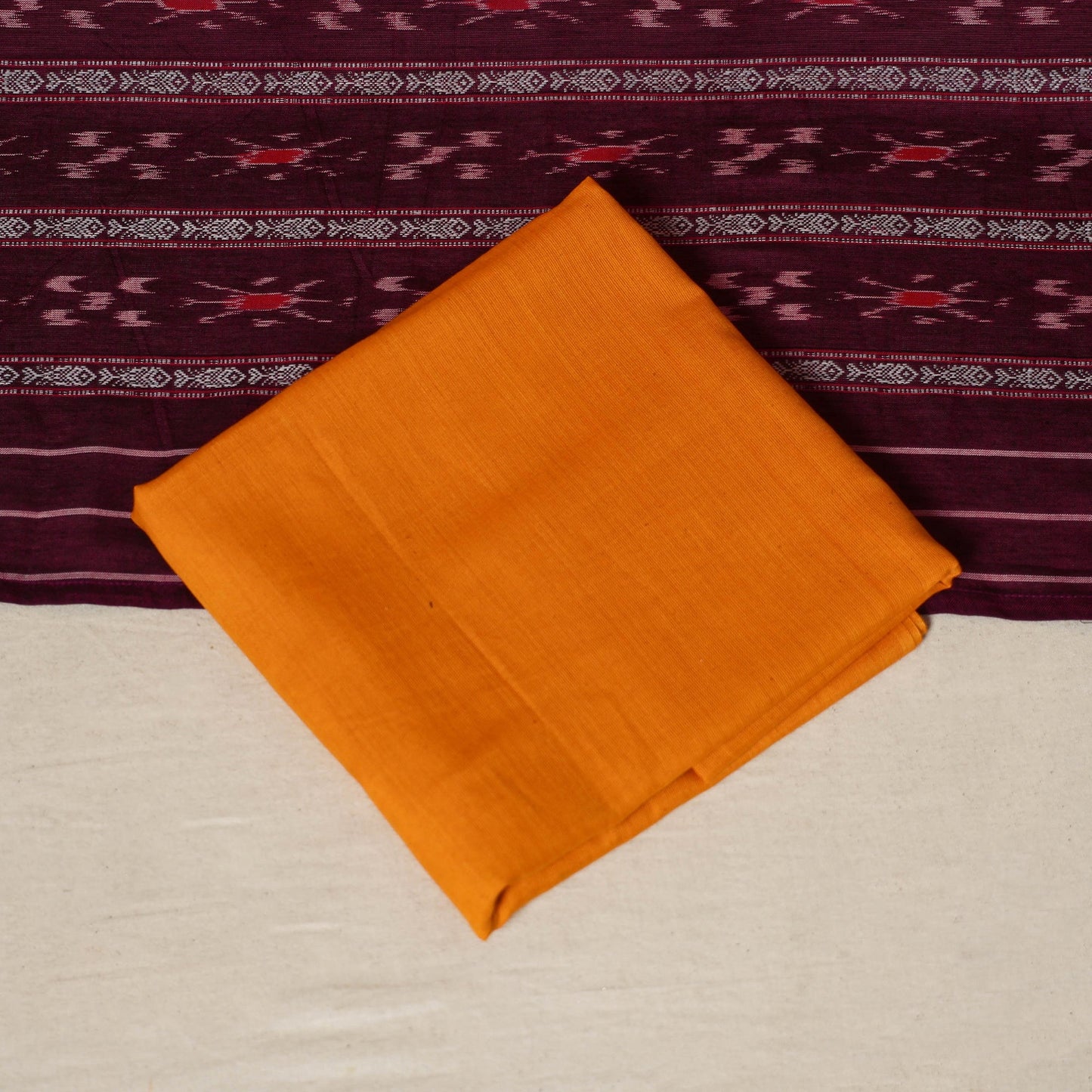 Pink - 3pc handloom cotton unstitched sambalpuri dress