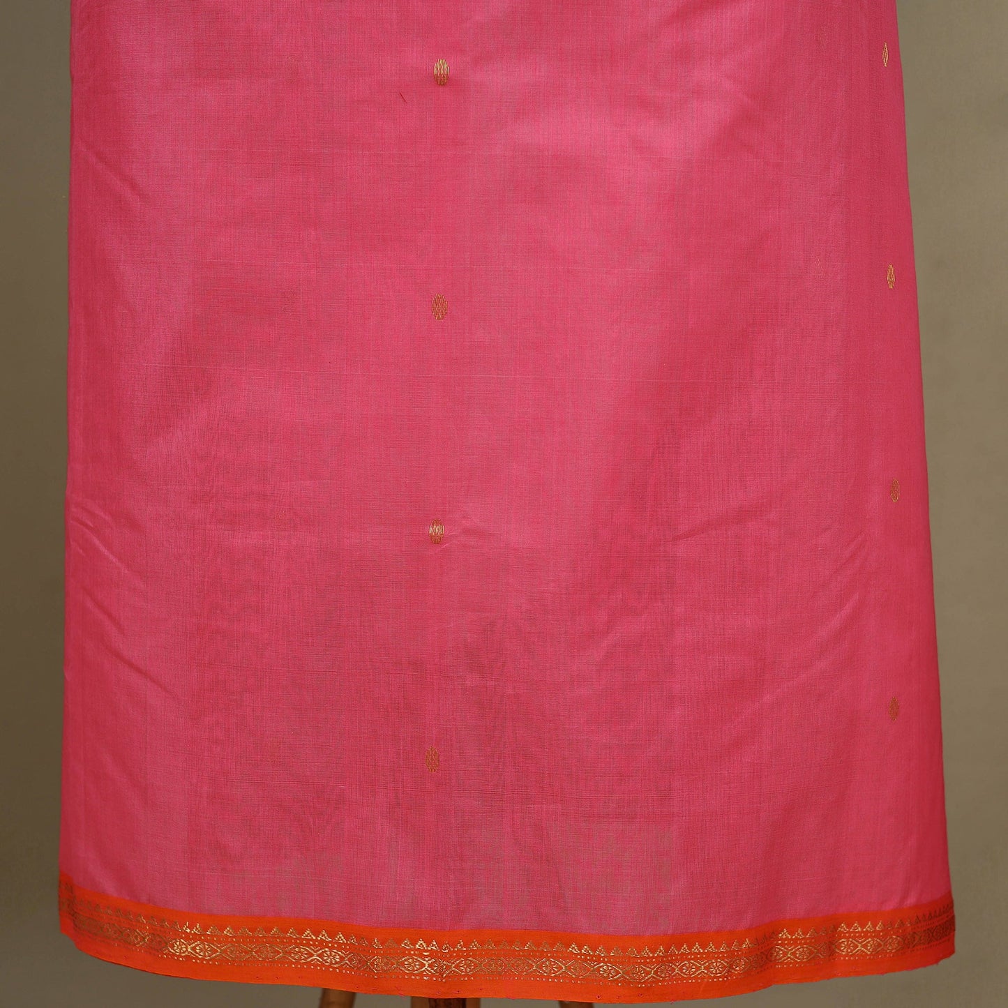 Pink - 3pc  Handloom Nakshi Zari Unstitched Chanderi Silk Dress Material 