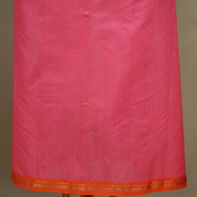 Pink - 3pc  Handloom Nakshi Zari Unstitched Chanderi Silk Dress Material 