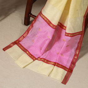 Pink - 3pc Handloom Nakshi Zari Unstitched Chanderi Silk Dress Material 