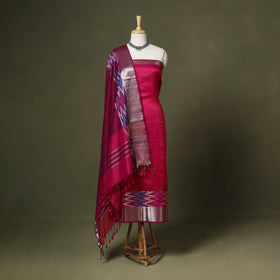 Pink - 3pc handloom unstitched mangalagiri dress material