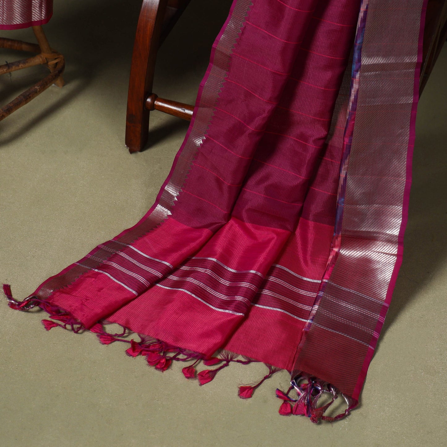 Pink - 3pc handloom unstitched mangalagiri dress material