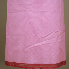 Pink - 3pc Handloom Zari Buti Unstitched Chanderi Silk Dress Material 