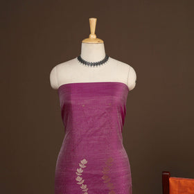 Pink - 3pc handloom zari work unstitched chanderi silk