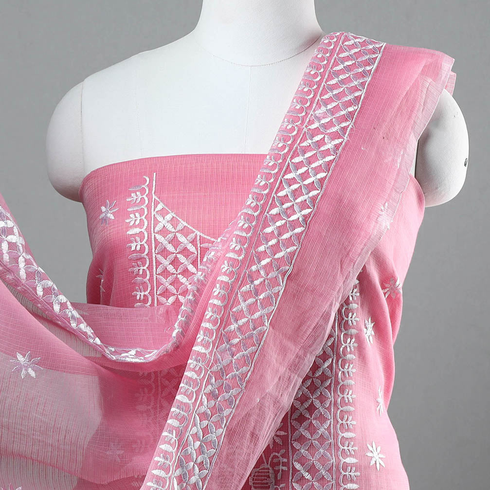  3pc Kota Doria Cotton Embroidered Suit Material Set 14 