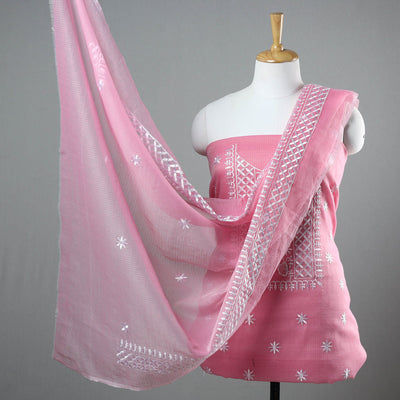  3pc Kota Doria Cotton Embroidered Suit Material Set 14 