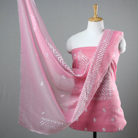  3pc Kota Doria Cotton Embroidered Suit Material Set 14 