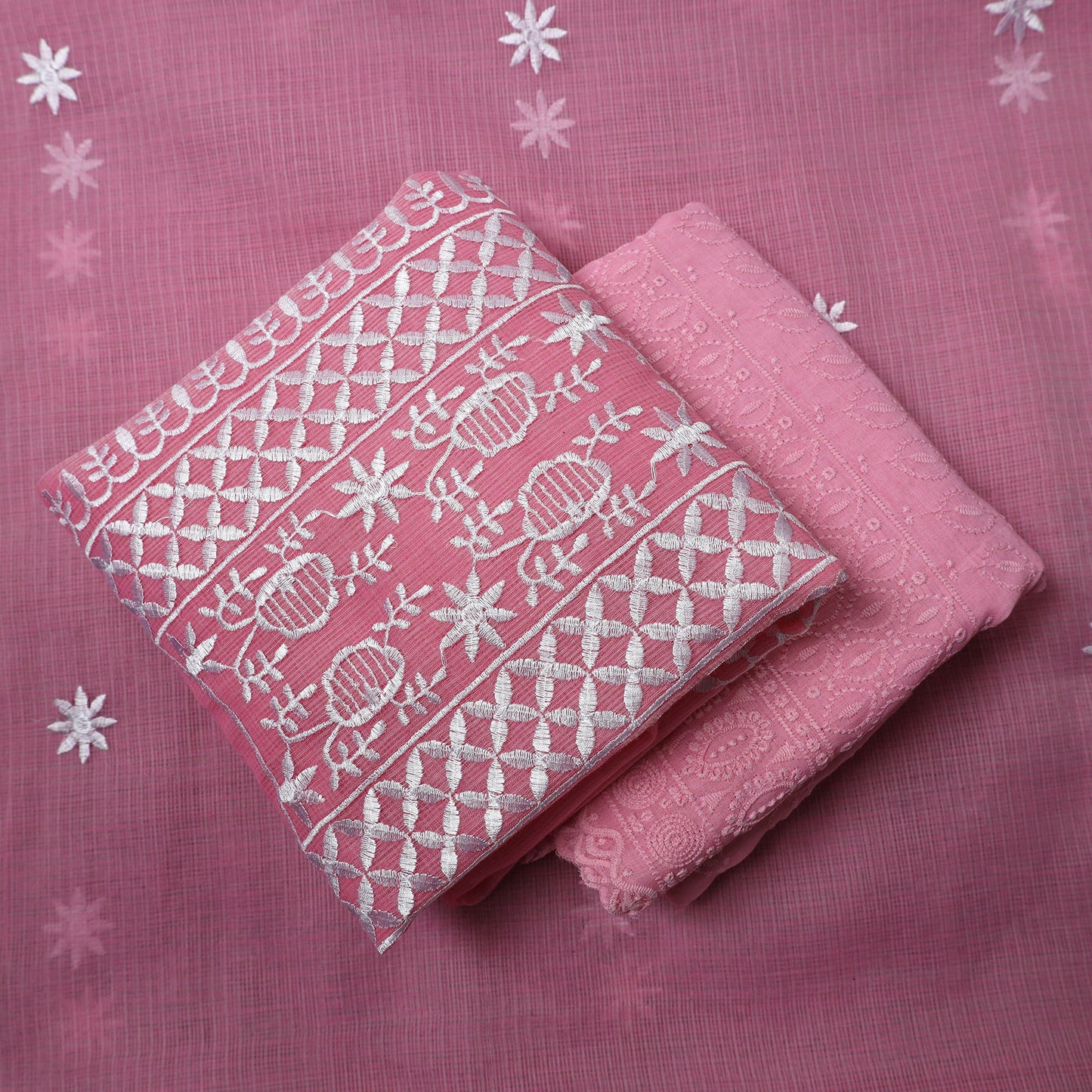  3pc Kota Doria Cotton Embroidered Suit Material Set 14 