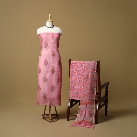 3pc kota doria cotton sanganeri unstitched dress material