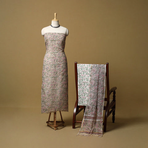 3pc kota doria cotton sanganeri unstitched dress material