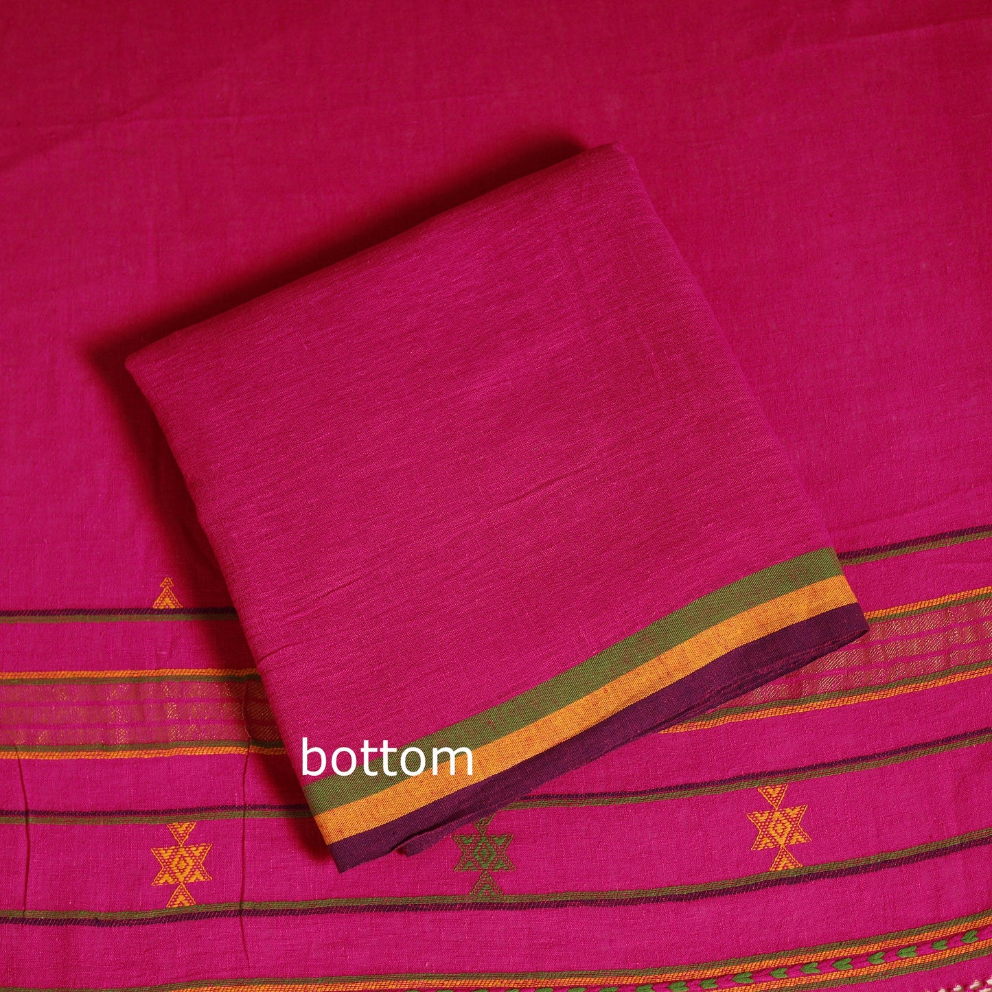 Pink - 3pc kutch handloom organic kala cotton unstitched
