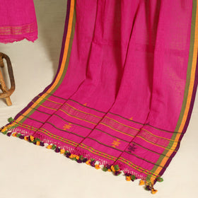 Pink - 3pc kutch handloom organic kala cotton unstitched