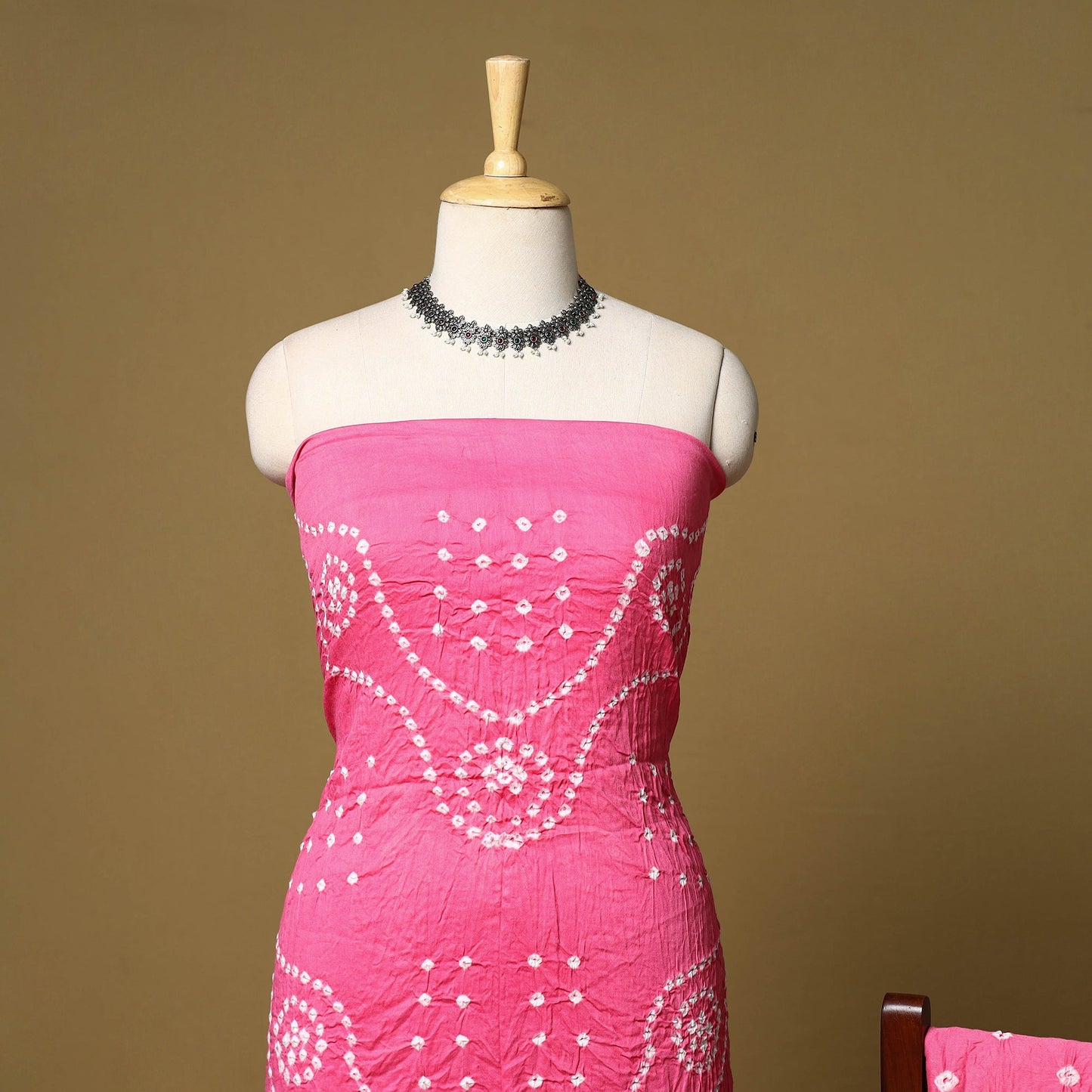 3pc kutch tie-dye satin cotton unstitched bandhani dress