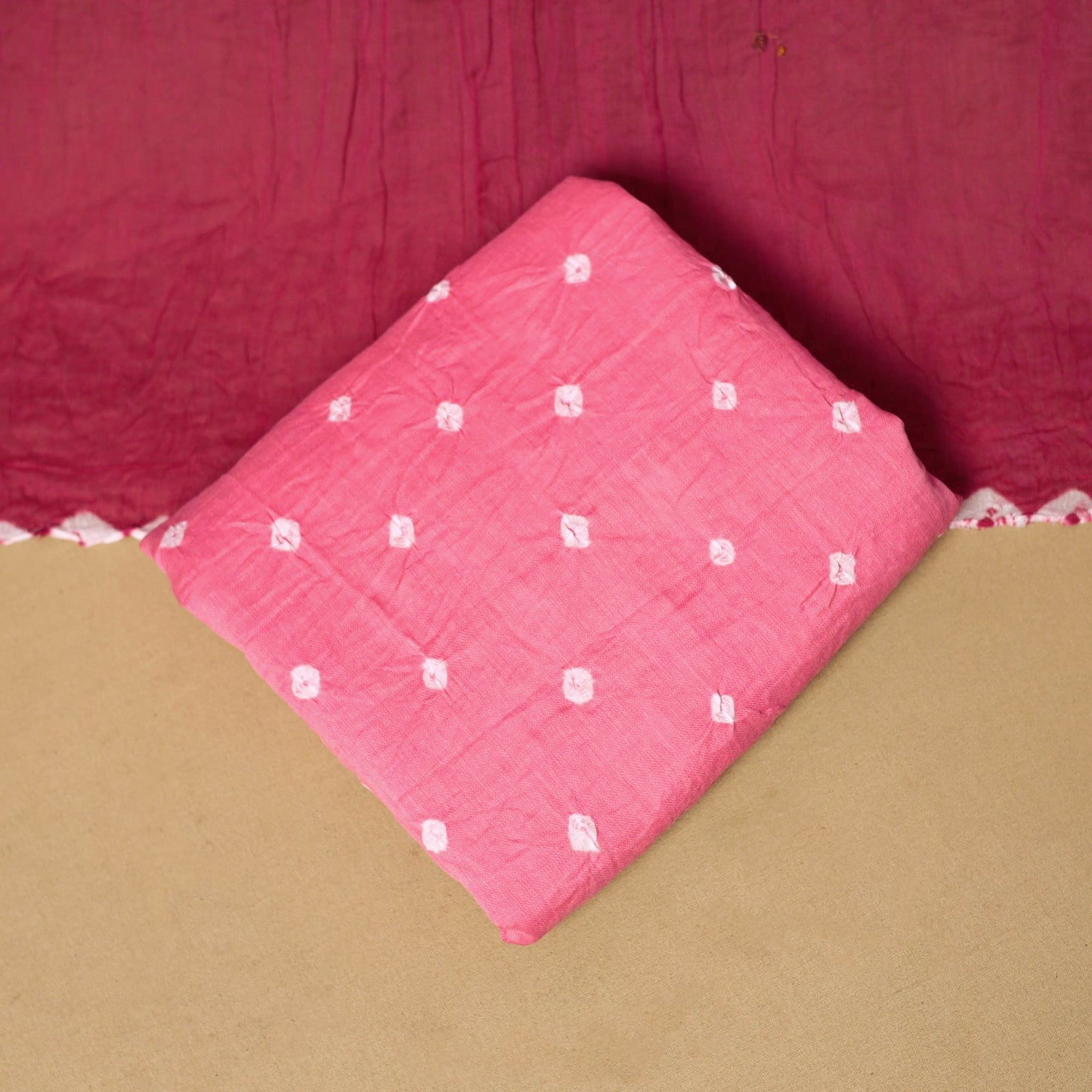 3pc kutch tie-dye satin cotton unstitched bandhani dress