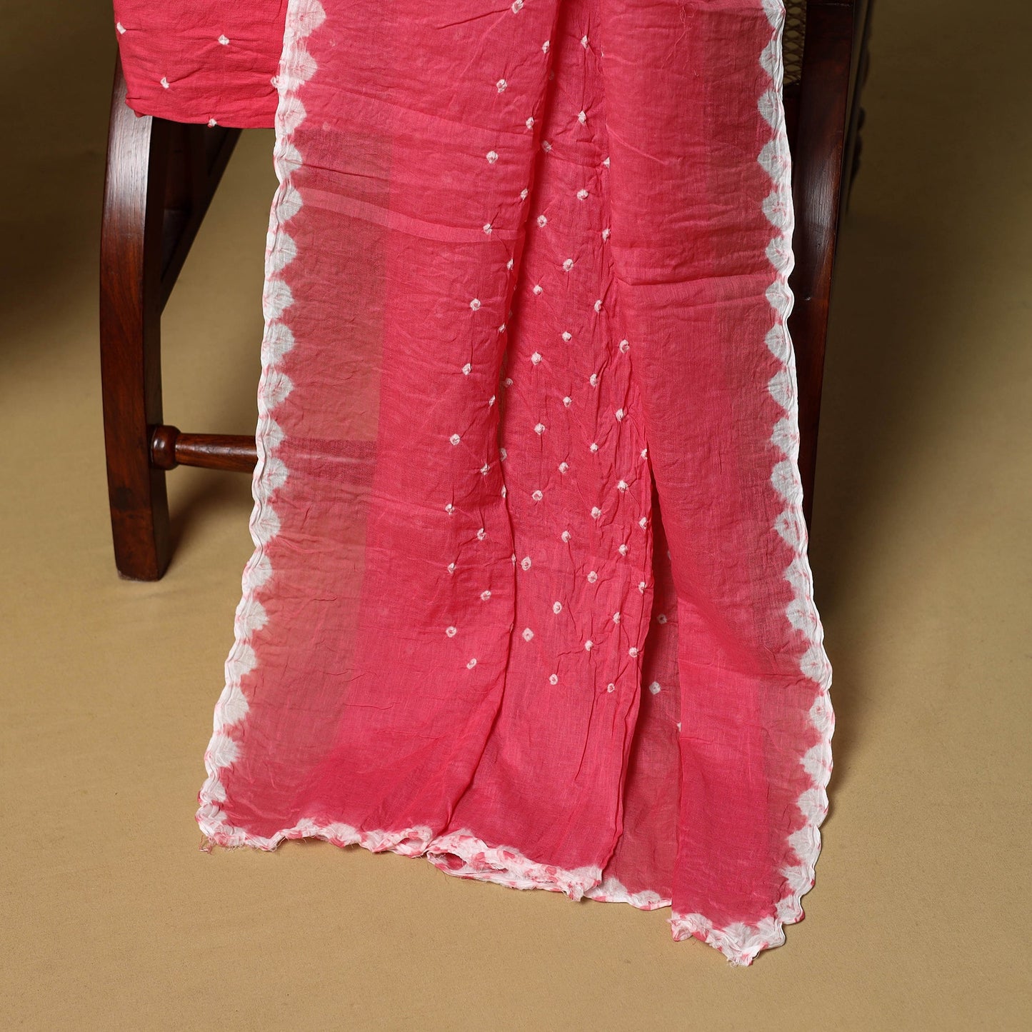 3pc kutch tie-dye satin cotton unstitched bandhani dress