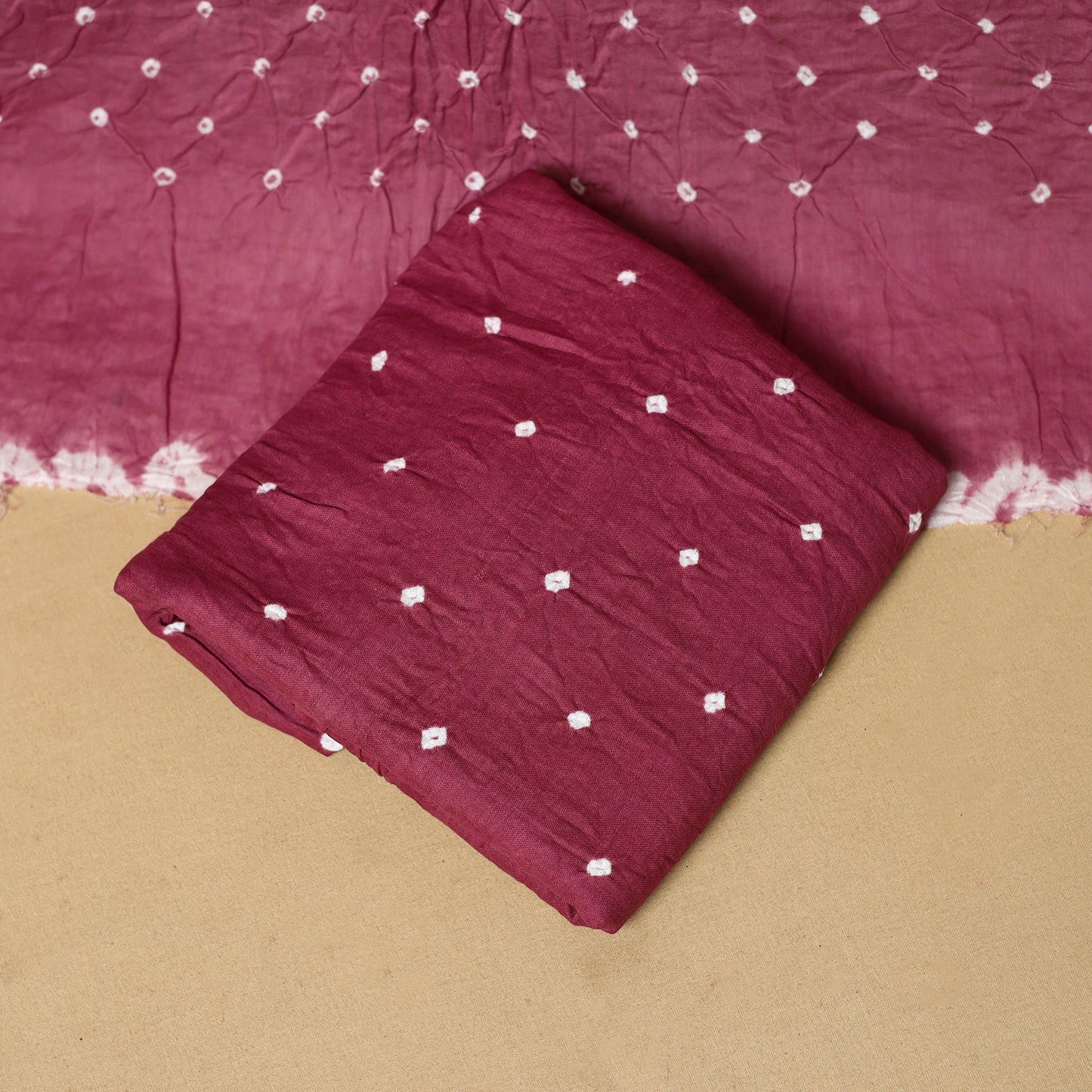 3pc kutch tie-dye satin cotton unstitched bandhani dress