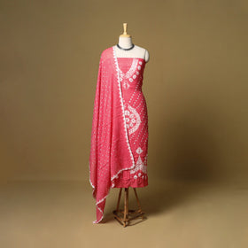 3pc kutch tie-dye satin cotton unstitched bandhani dress