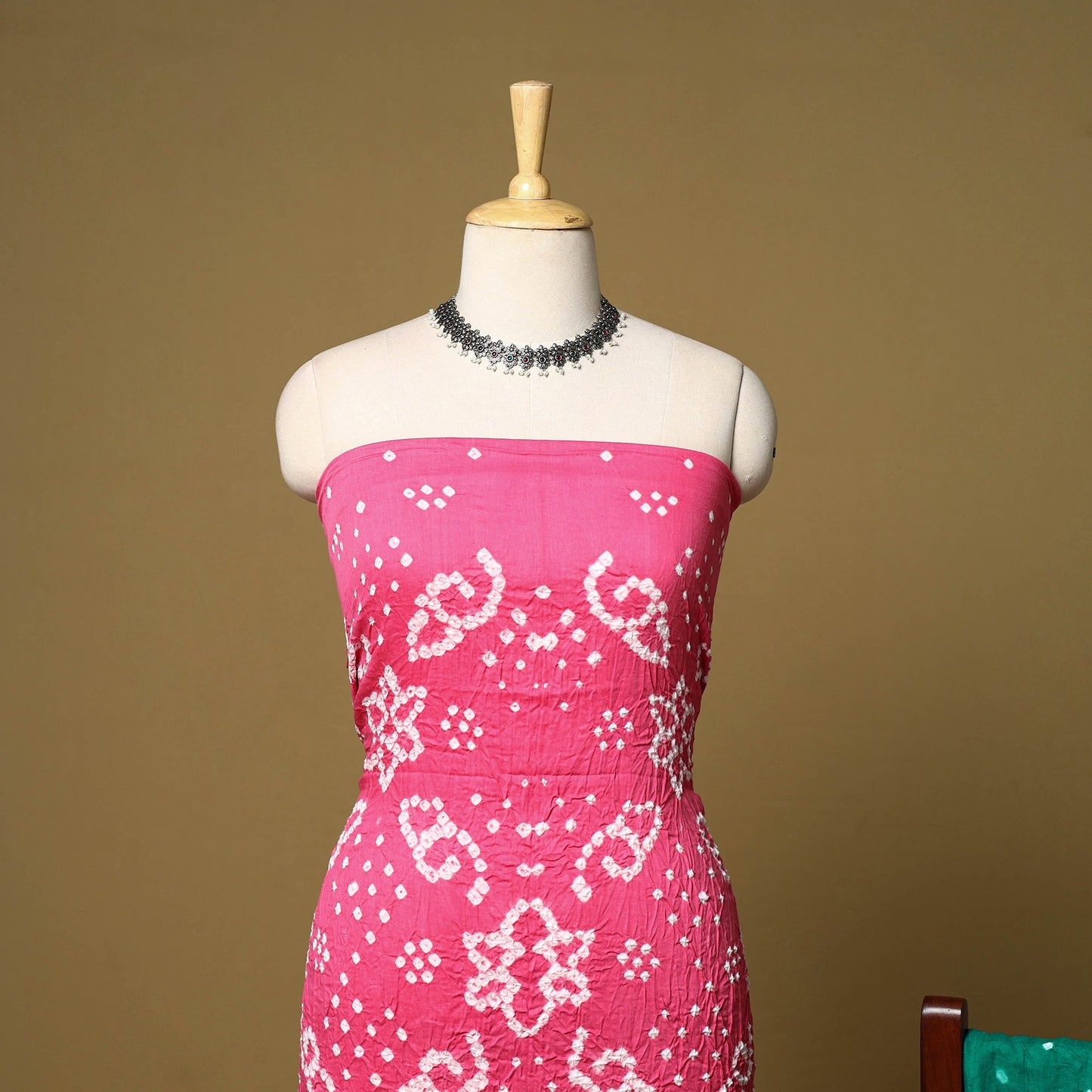 3pc kutch tie-dye satin cotton unstitched bandhani dress