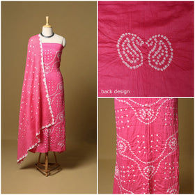 3pc kutch tie-dye satin cotton unstitched bandhani dress