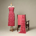 Pink - 3pc kutch tie-dye satin cotton unstitched bandhani