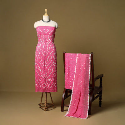 3pc kutch tie-dye satin cotton unstitched bandhani dress