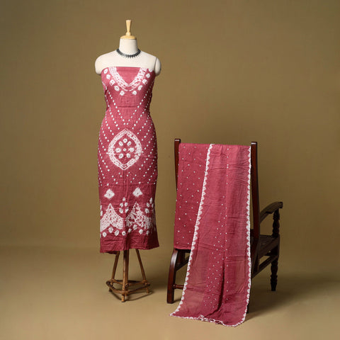 3pc kutch tie-dye satin cotton unstitched bandhani dress