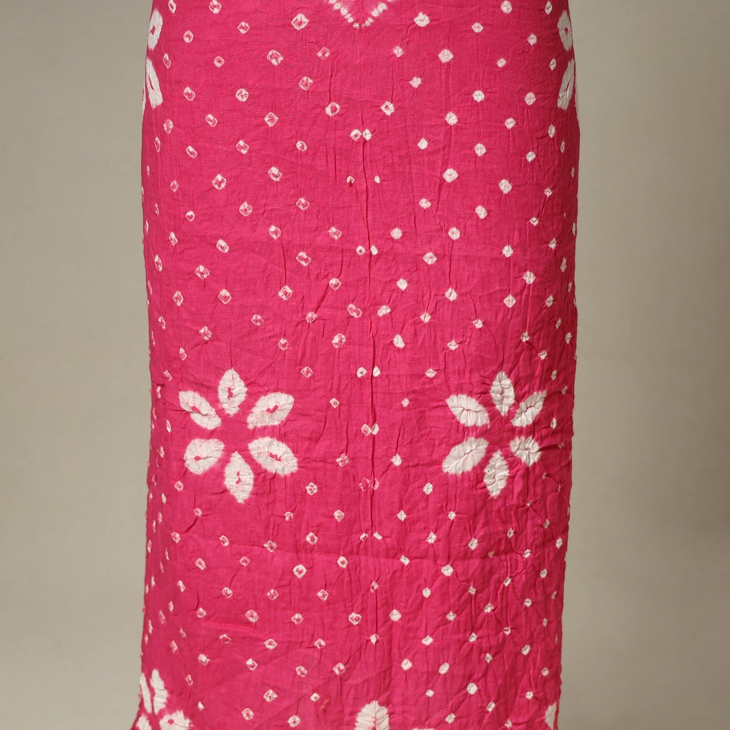 Pink - 3pc kutch tie-dye satin cotton unstitched bandhani