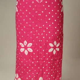 Pink - 3pc kutch tie-dye satin cotton unstitched bandhani