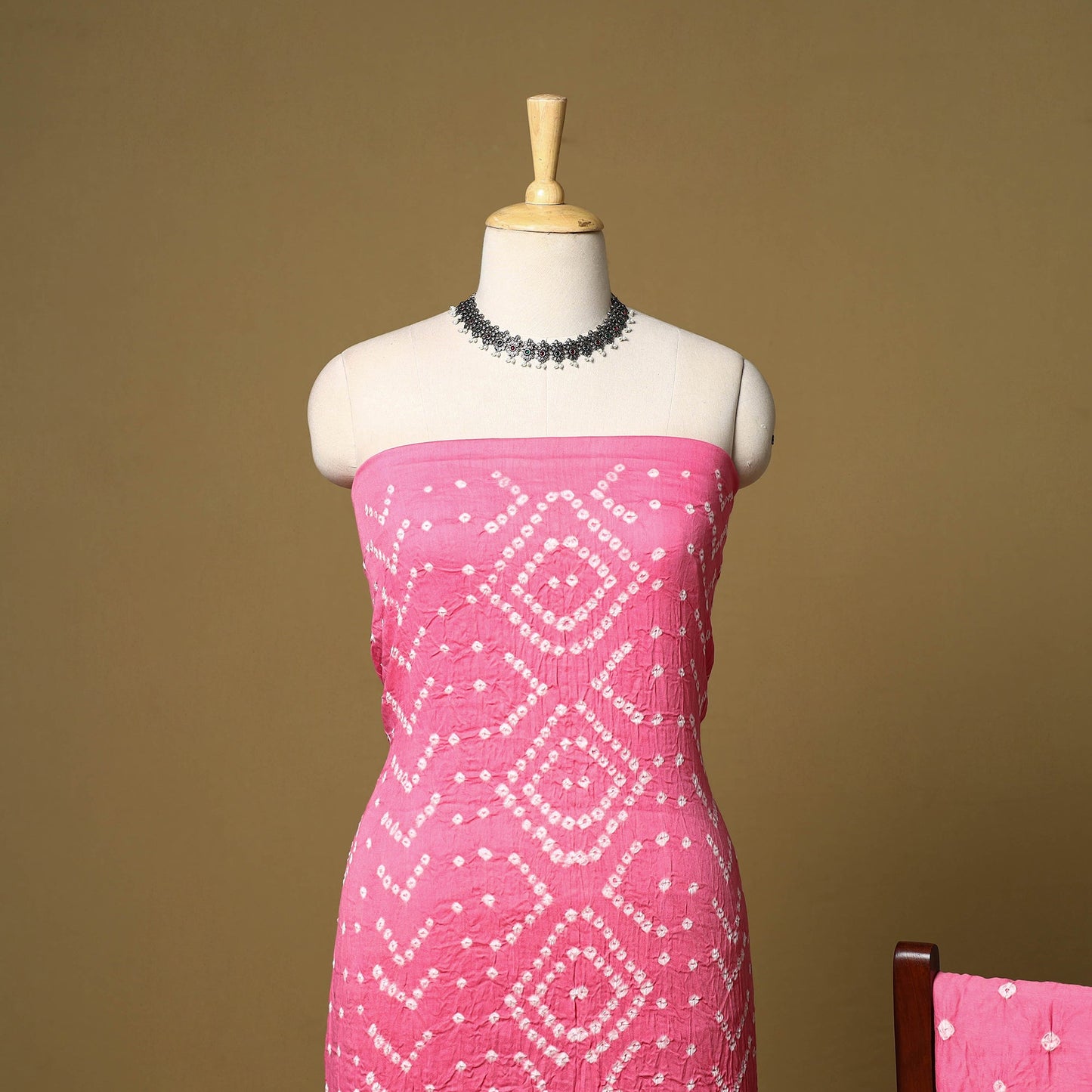 3pc kutch tie-dye satin cotton unstitched bandhani dress