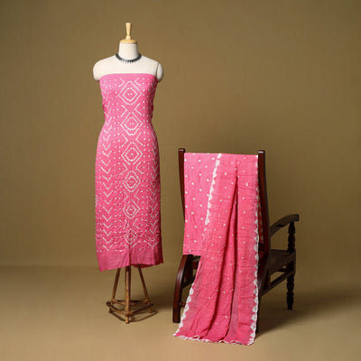 3pc kutch tie-dye satin cotton unstitched bandhani dress