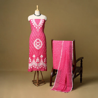 3pc kutch tie-dye satin cotton unstitched bandhani dress