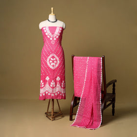 3pc kutch tie-dye satin cotton unstitched bandhani dress