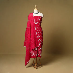 3pc kutch tie-dye satin cotton unstitched bandhani dress