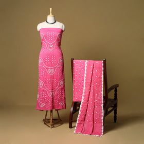 3pc kutch tie-dye satin cotton unstitched bandhani dress