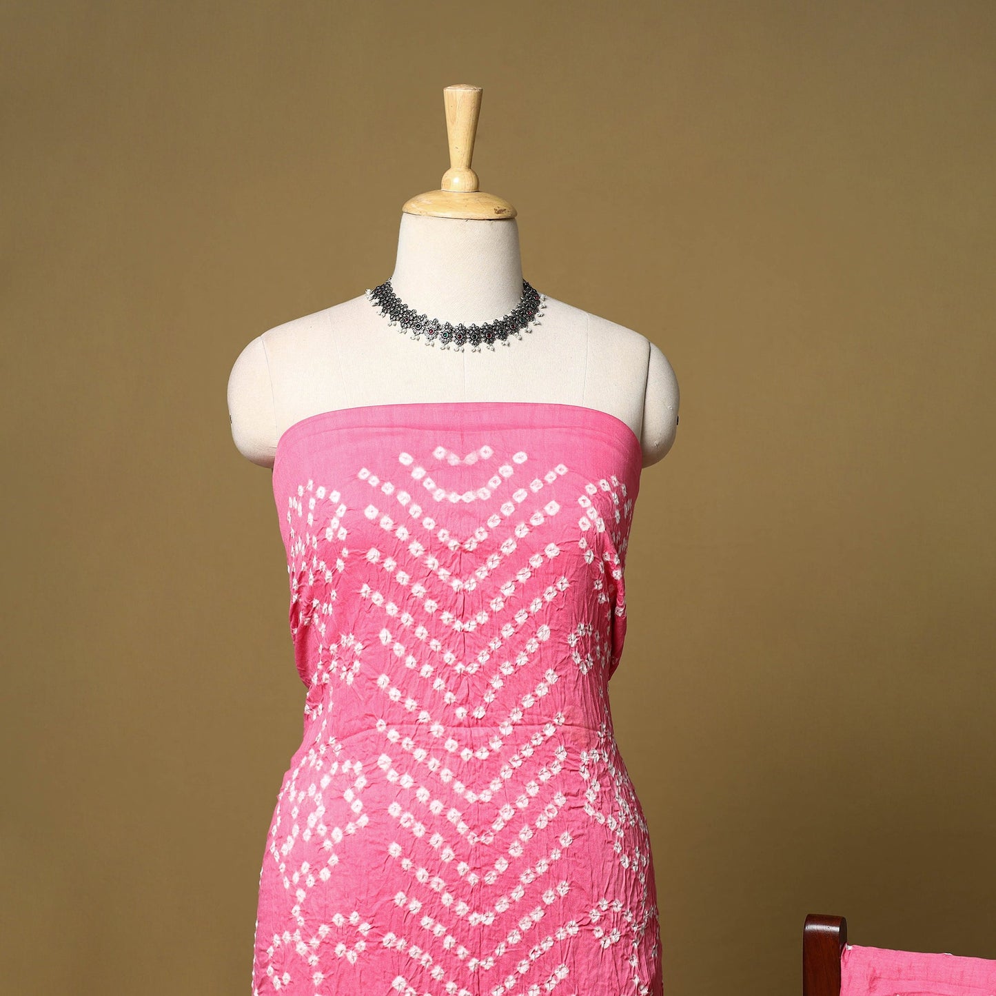 3pc kutch tie-dye satin cotton unstitched bandhani dress