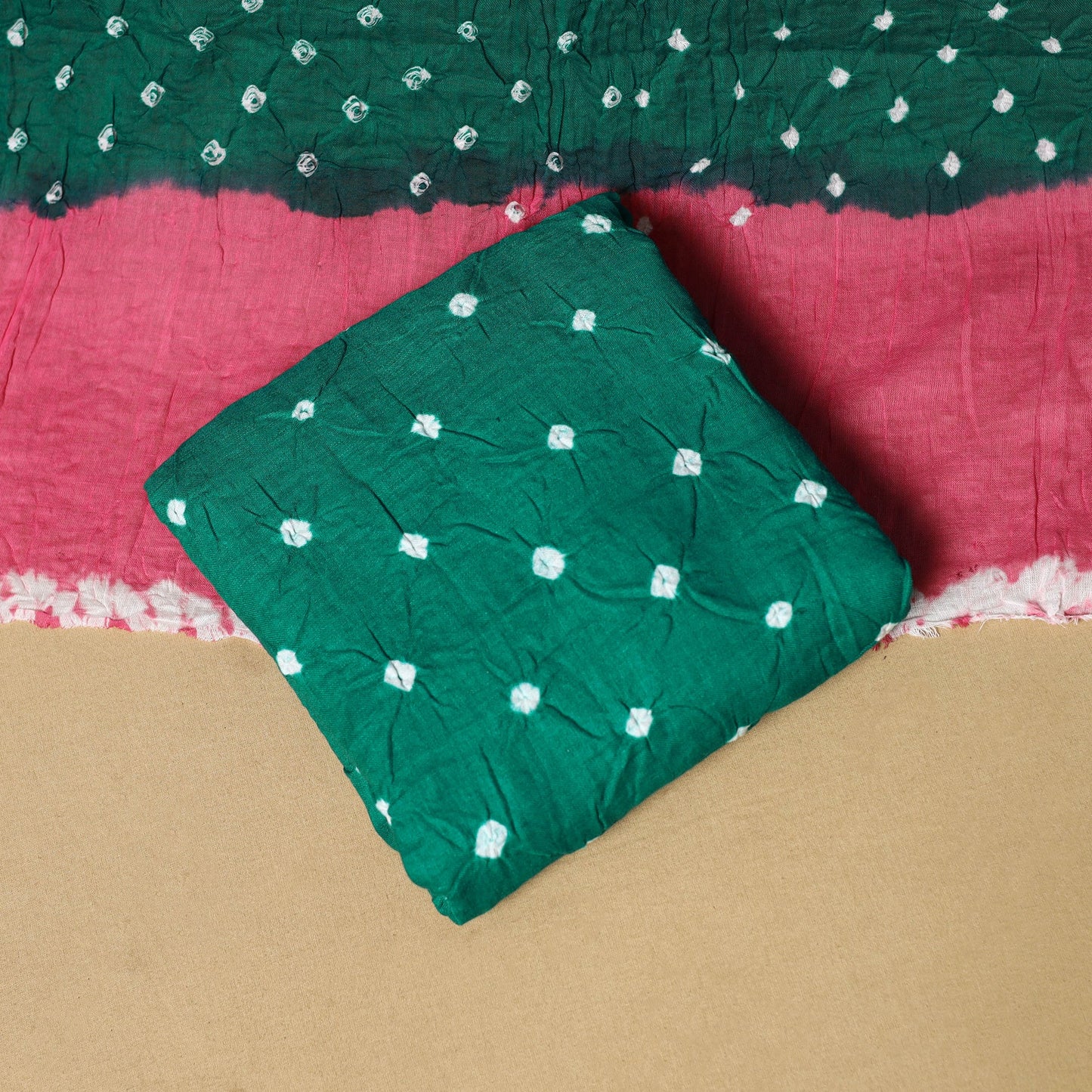 3pc kutch tie-dye satin cotton unstitched bandhani dress