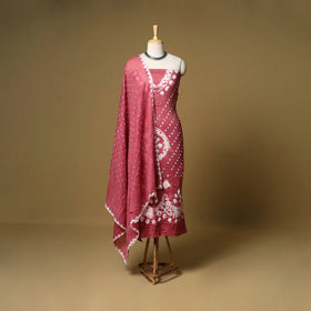 3pc kutch tie-dye satin cotton unstitched bandhani dress