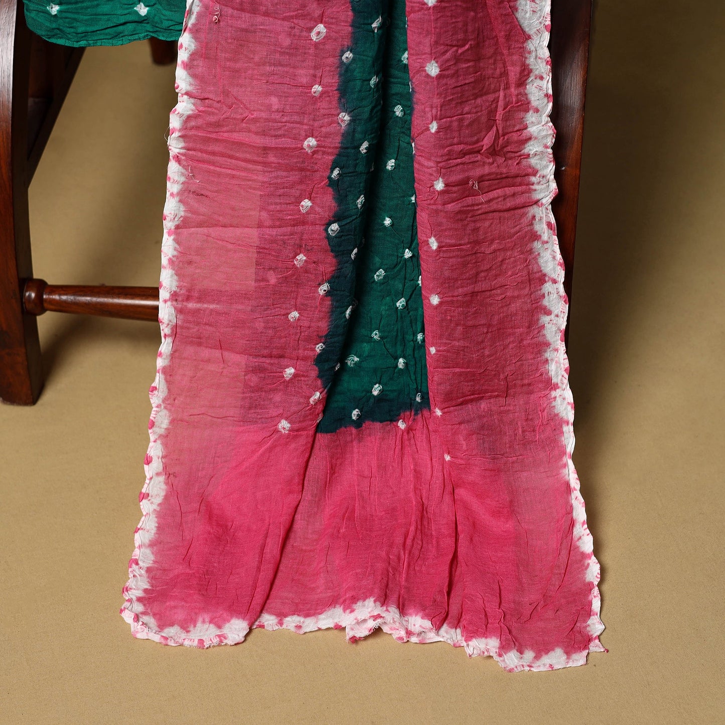 3pc kutch tie-dye satin cotton unstitched bandhani dress