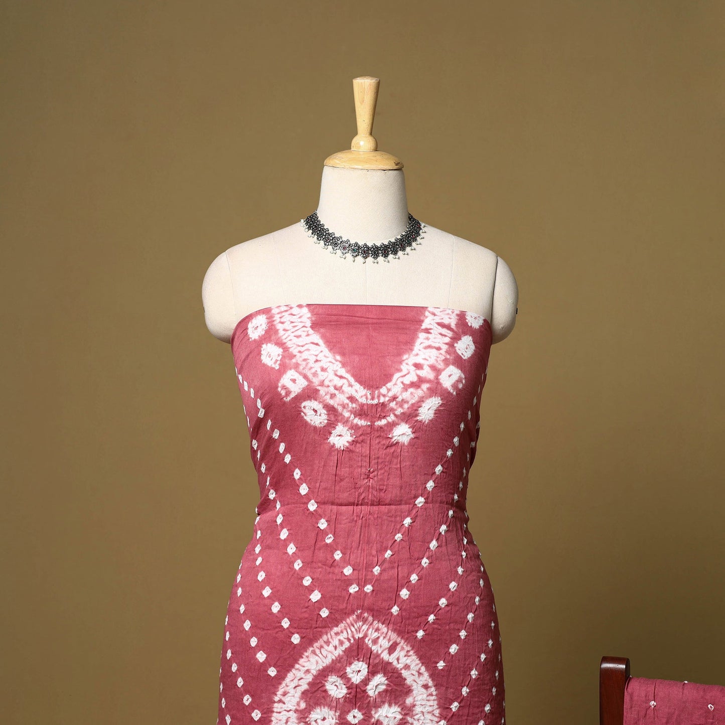 3pc kutch tie-dye satin cotton unstitched bandhani dress