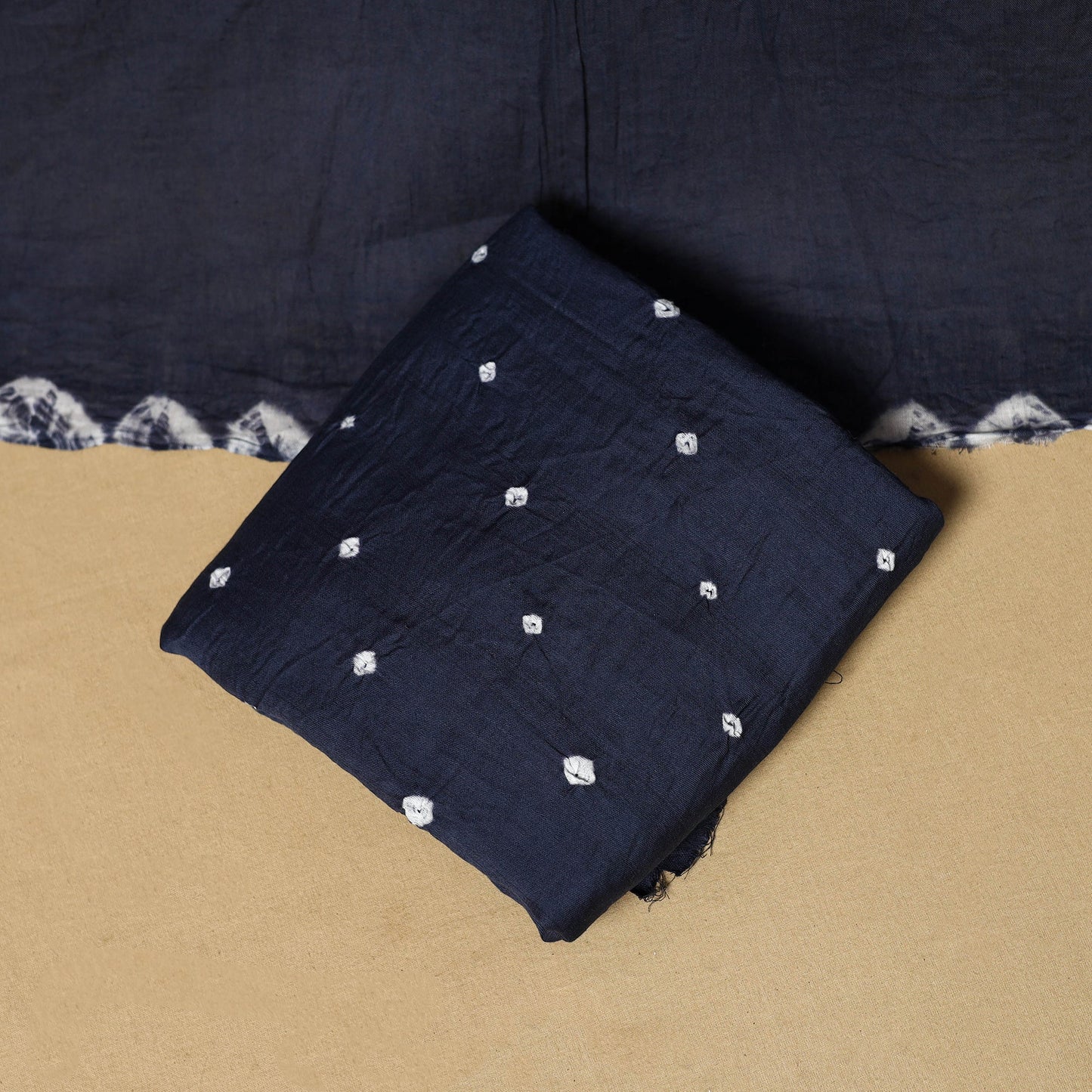 3pc kutch tie-dye satin cotton unstitched bandhani dress