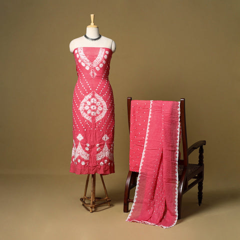 3pc kutch tie-dye satin cotton unstitched bandhani dress