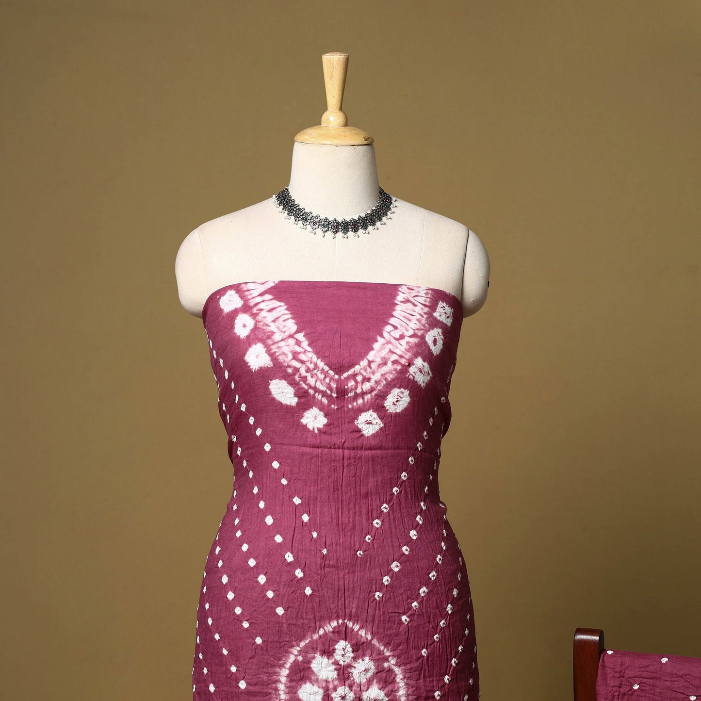 3pc kutch tie-dye satin cotton unstitched bandhani dress