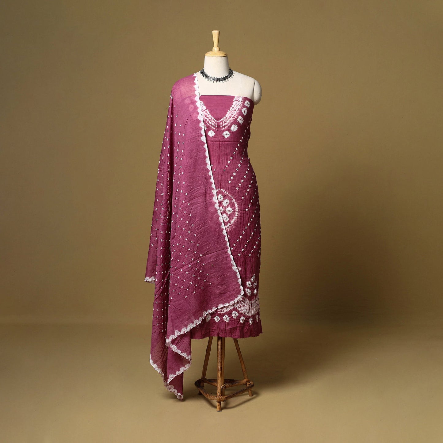 3pc kutch tie-dye satin cotton unstitched bandhani dress